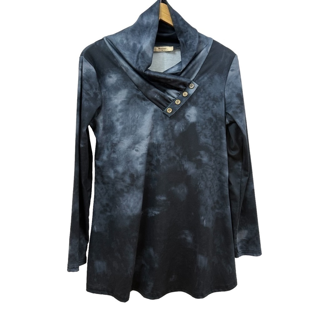 MIUSEY Long Sleeve Cowl Neck Tunic Top Blouse Women's Medium